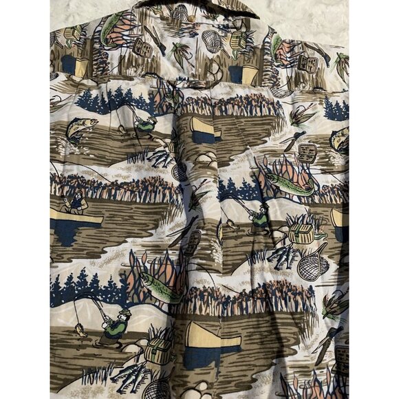 Big Dog Mens Button Down Hawaiian Shirt Medium Multicolor Short Sleeve Casual - Picture 6 of 6